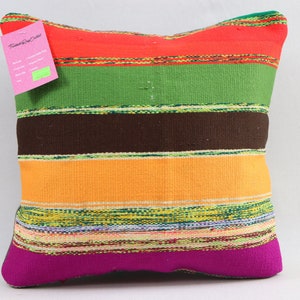 Ethnic decor kilim pillow cover, Anatolian throw pillow, Decorative pillow, Holiday decor vintage pillow, 14 x 14 inch pillow cover no 862