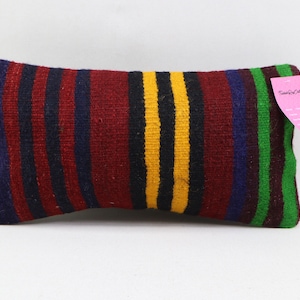 copertura del cuscino decorativo kilim cuscino a strisce cuscino turco arredamento rustico cuscino lombare cuscino costiero 8x16 pollici copertura del cuscino kilim no 762