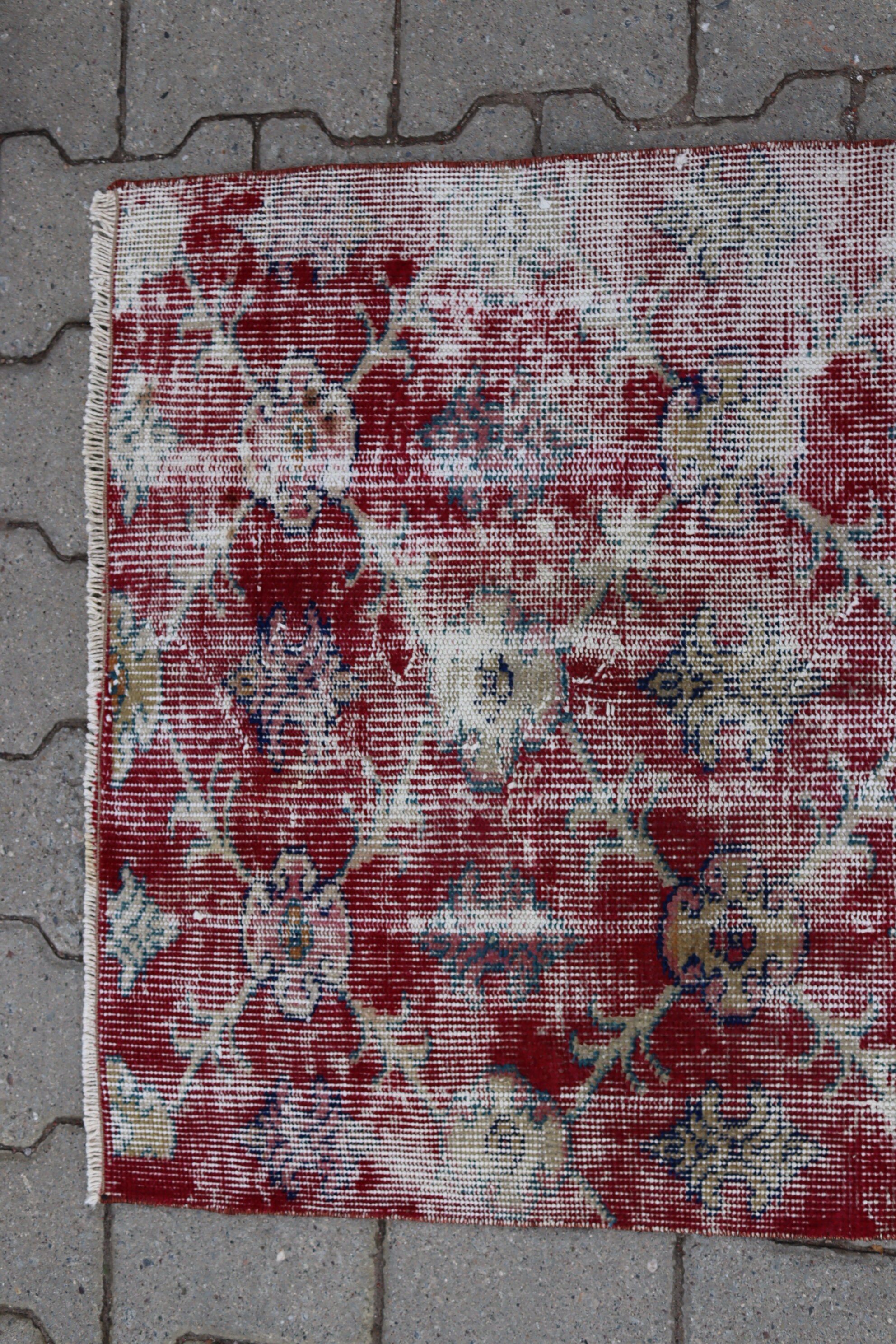 Turkish Faded Rug Vintage Red Rug Handmade Small Rug Etsy UK