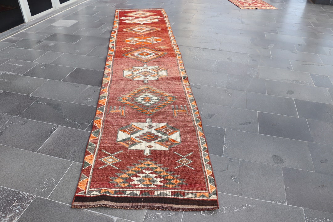 Red Runner Rug Hallway Rug Ethnic Rug Boho Rug Vintage Etsy