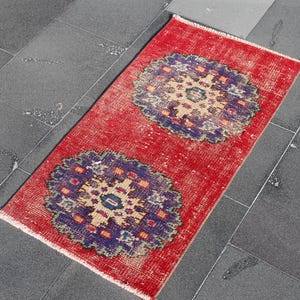 Boho rug, Natural wool rug, Vintage rug, Oushak rug, Anatolian rug, Small rug, Turkish rug, House decor, Handmade rug 1.5 x 2.9 ft TR5394