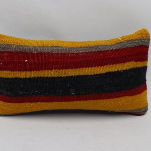 Copertura del cuscino artigianale, cuscino da lancio, cuscino lombare, cuscino rustico, arredamento eclettico, cuscini kilim naturali, coperture per cuscini 8x16 pollici n. 1334