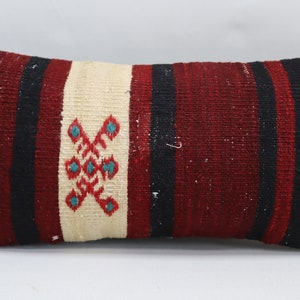 turkish decorative kilim pillow cover ethnic lumbar pillow handmade wool pillow natural wool pillow 10x20 kilim pillow cover code no 1507