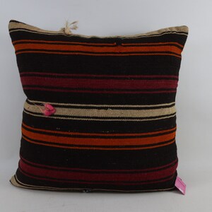 Handmade kilim pillow, Bohemian wool kilim pillow, Decorative pillow, Floor pillow, Striped kilim pillow, 28x28 kilim pillow cover, no 29
