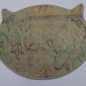 Dish mat, Pet placemat, Water bowl mat, Food bowl rug, Cat shaped mat, Pet food mat, Puppy gift, Dog mat, Custom pet mat, Oushak mat, No 296