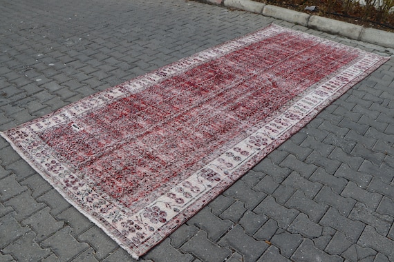 土日限定セール！　1点もの！　ヴィンテージランナーラグ   ボルドー　トルコラグ ヴィンテージ トルコ ランナー ラグ 87 x 274 cm 3 x 9 フィート