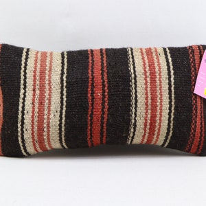 Cuscino kilim Boho, cuscino lombare, cuscino in lana fatto a mano, cuscino decorativo Boho, cuscino decorativo turco, copertura cuscino 8x16 pollici n. 694