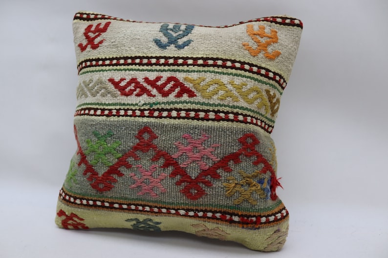 embroidery kilim pillow boho decor pillow decorative kilim pillow aztec kilim pillow coastal kilim pillow 14 x 14 inch pillow cover code 50