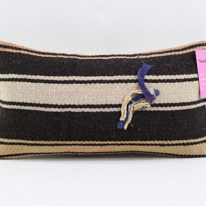 Cuscino kilim decorativo, cuscino a righe, cuscino lombare, cuscino per l'arredamento della casa, Kelim kissen, cuscino naturale, copertura del cuscino 8x16 pollici n. 852