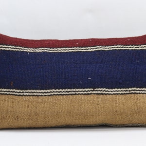 almohada kilim turca almohada kilim lumbar almohada de cama almohada tribal almohada de lana hecha a mano almohada de anatolia 10x20 pulgadas funda de almohada no 1138