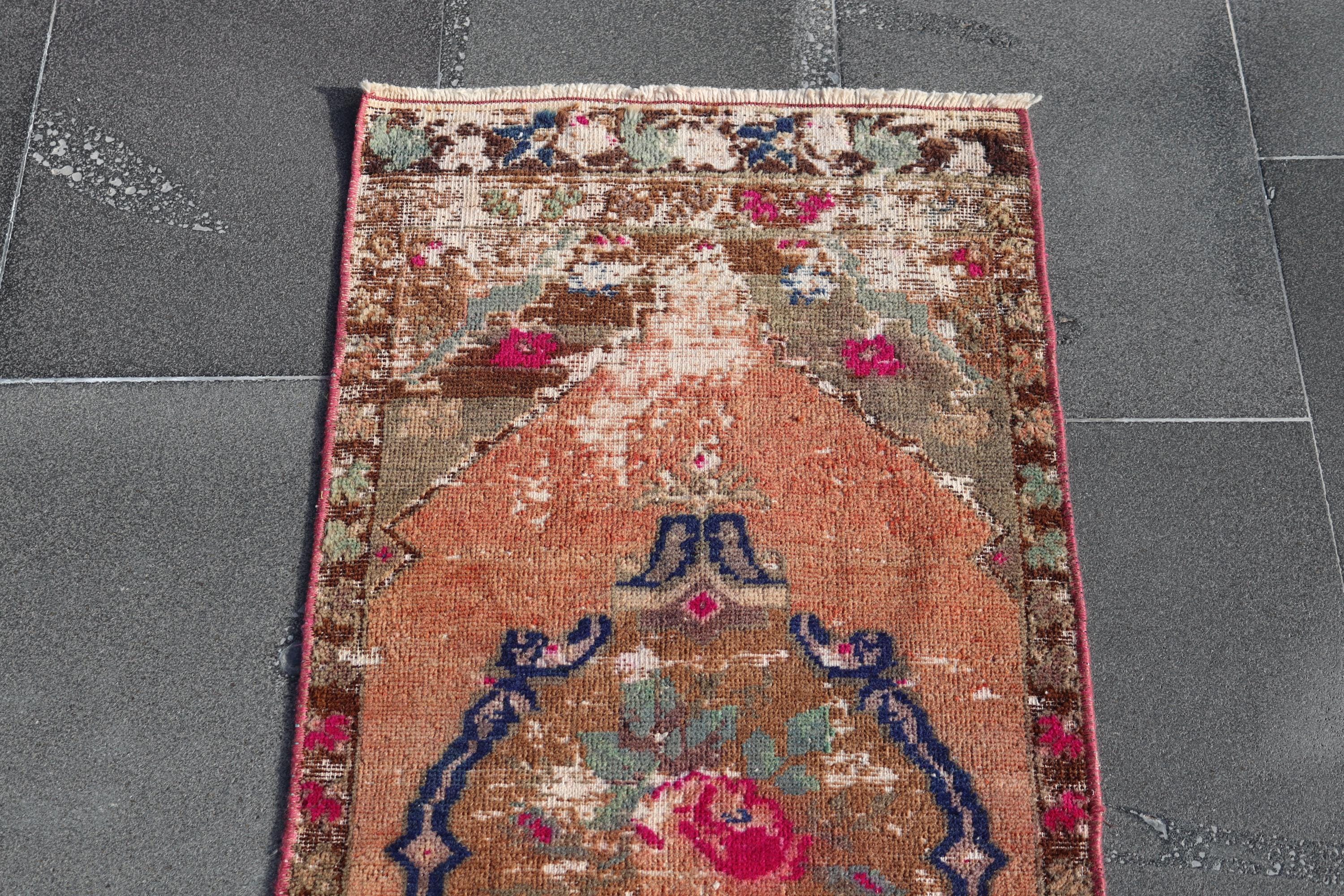 ヴィンテージオリエンタルデコ トルコ製オレンジラグ、ヴィンテージエリアラグ、ハンドメイドウール