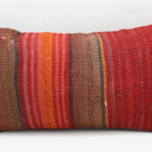 almohada kilim lumbar turca hecha a mano almohada kilim vintage tirar almohada almohada anatolia almohada tribal 10x20 pulgadas kilim funda de almohada no 1572