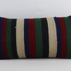 natural wool pillow lumbar pillow handwoven kilim pillow striped tribal kilim pillow decorative kilim pillow 12x24 kilim pillow cover 1474