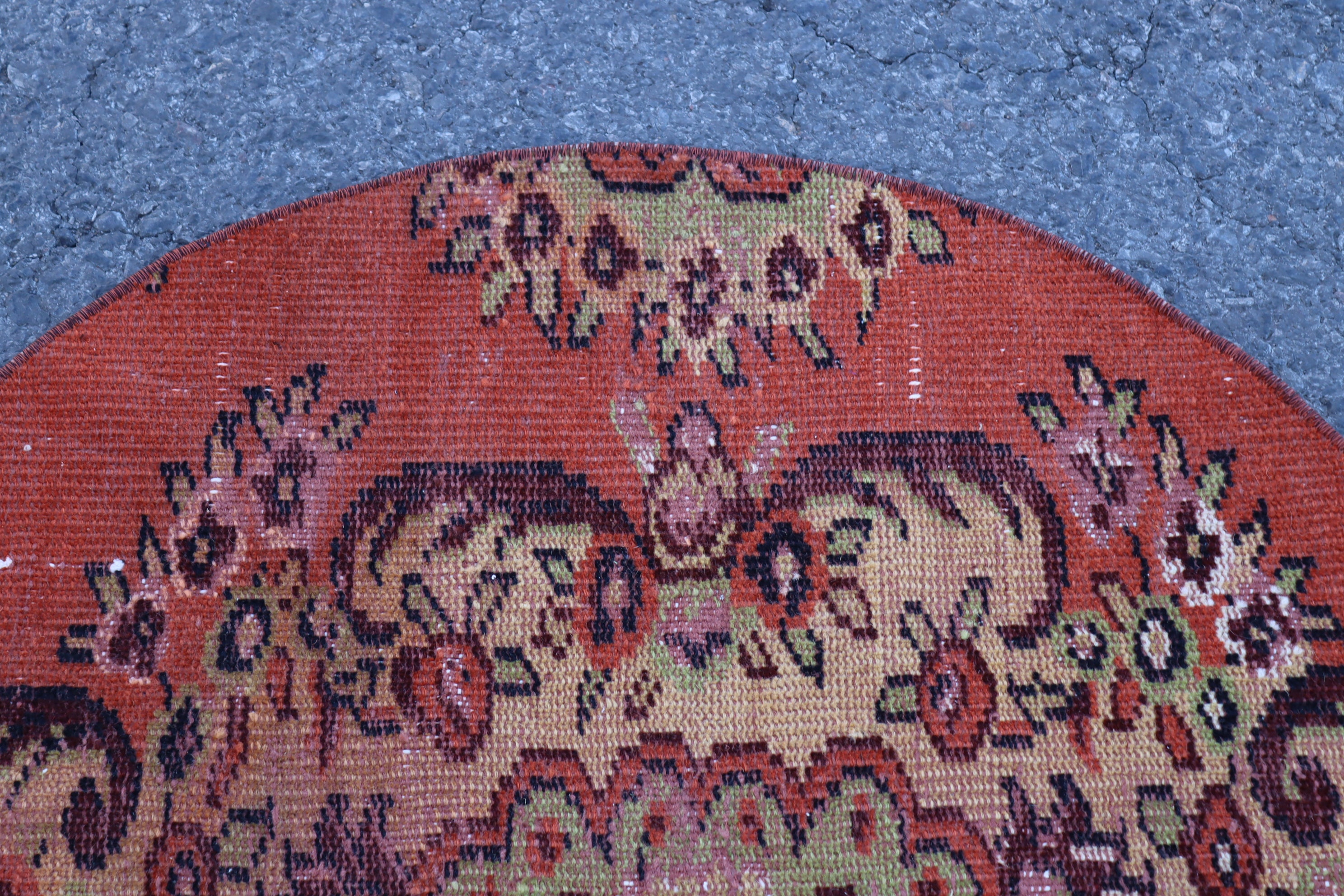 Turkey rug Orange circle rug Vintage rug Small area rug Etsy