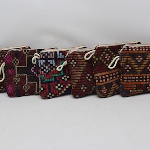 Turkish kilim wallet 7x9 inches Authentic purse, Vintage purse, Women wallet, Coin pouch, Handmade purse, Makeup bag 6 pieces Kilim purse 56