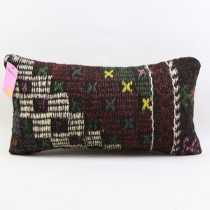 decorative kilim pillow cover lumbar pillow handmade wool pillow geometric pillow natural wool pillow 10x20 kilim pillow cover code no 2722