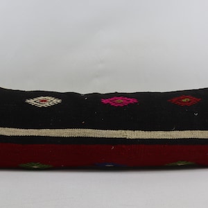 lumbar kilim pillow cover organic wool pillow home decor pillow decorative pillow handmade wool pillow 12x36 inches pillow cover no 1430