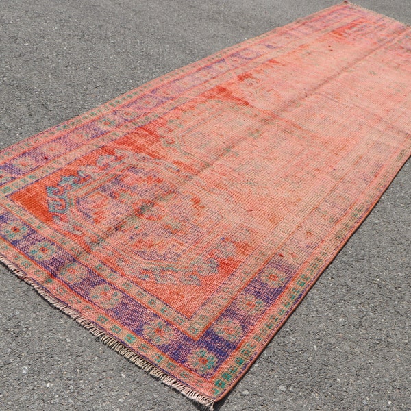 Vintage rug , Bohemian rug , Entryway rug , Handmade rug , Turkish rug, Rustic decor, Floor rug, Oushak rug, Wool rug, 3.9 x 11.3 ft TR4055