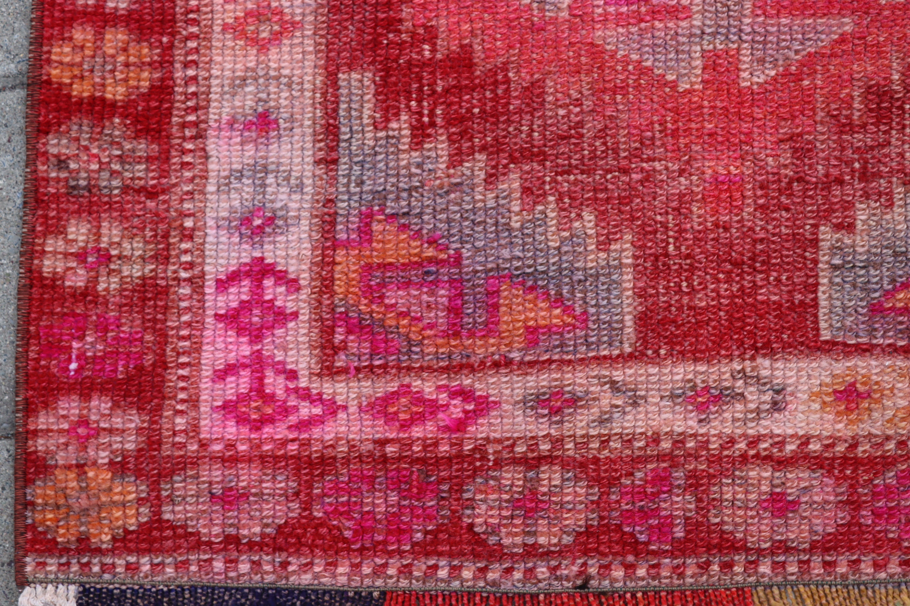 Pink runner rug wool rug hallway rug vintage rug corridor Etsy