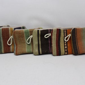 Coin pouch, Handmade purse, Makeup bag 6 pieces Kilim purse, Turkish kilim wallet 7x9 inches Authentic purse, Vintage purse, Women wallet 54