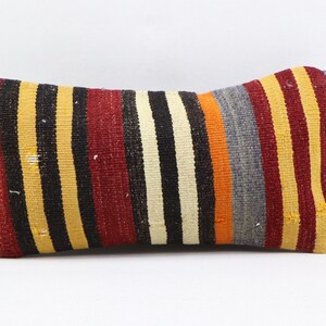 marrone kilim copertura del cuscino cuscino lombare cuscino di lana fatto a mano decorazioni per la casa cuscino turco cuscino decorativo 8x16 pollici copertura del cuscino no 0641