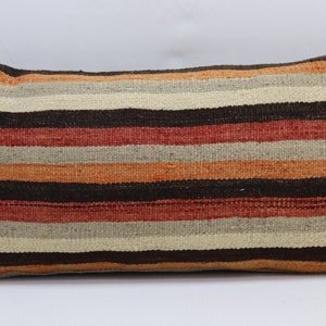 turkish bohemian kilim pillow handcraft pillow decorative kilim pillow corner kilim pillow livingroom pillow 12x24  kilim pillow cover 797