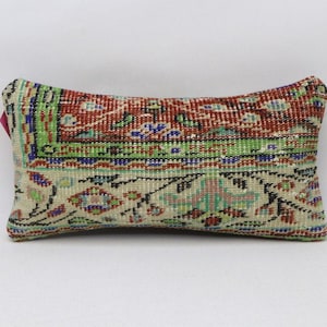 oriental rug pillow cover turkish pillow lumbar pillow 10x20 handmade wool pilllow coastal decorative pillow carpet pillow cover no 2924
