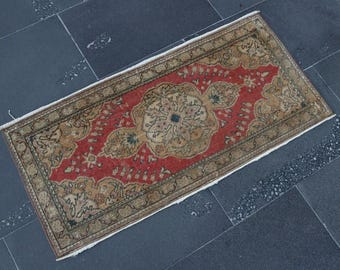 Alfombra turca, alfombra pequeña, alfombra vintage, alfombra roja, alfombra de entrada, alfombra étnica, alfombra bohemia, alfombra de baño, alfombra bohemia, 45 x 9,7 m TR4498