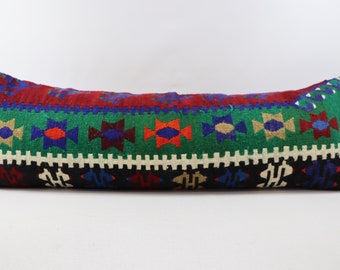 turkish kilim pillow anatolian kilim pillow handmade cushion cover boho decor pillow decorative kilim pillow 16x48 pillow cover no 464