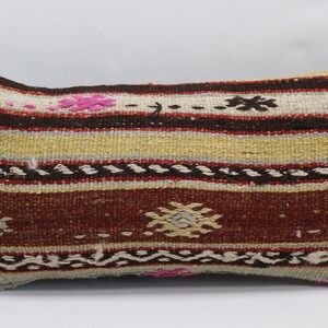 Funda de almohada kilim lumbar turca hecha a mano almohada de lana decoración del hogar almohada turca kilim almohada oriental almohada 10x20 funda de almohada no 1473