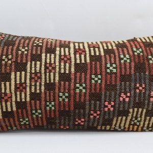 Funda de almohada kilim lumbar turca, almohada de lana hecha a mano, almohada de decoración del hogar, almohada kilim turca, almohada de decoración étnica, funda de almohada 10x20 no 1569