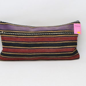 handwoven kilim pillow bohemian kilim pillow sofa pillow tribal pillow  turkish kilim pillow 12x24 decorative kilim pillow pillow cover 2260