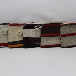 Makeup bag 5 pieces Kilim purse, Turkish kilim wallet 7x9 inches Authentic purse, Vintage purse, Women wallet, Coin pouch Handmade purse, 48