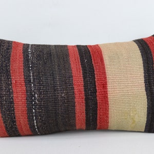 turkish striped kilim pillow cover lumbar pillow bedding decor rustic pillow vintage pillow anatolian pillow 10x20 inch pillow cover no 1866