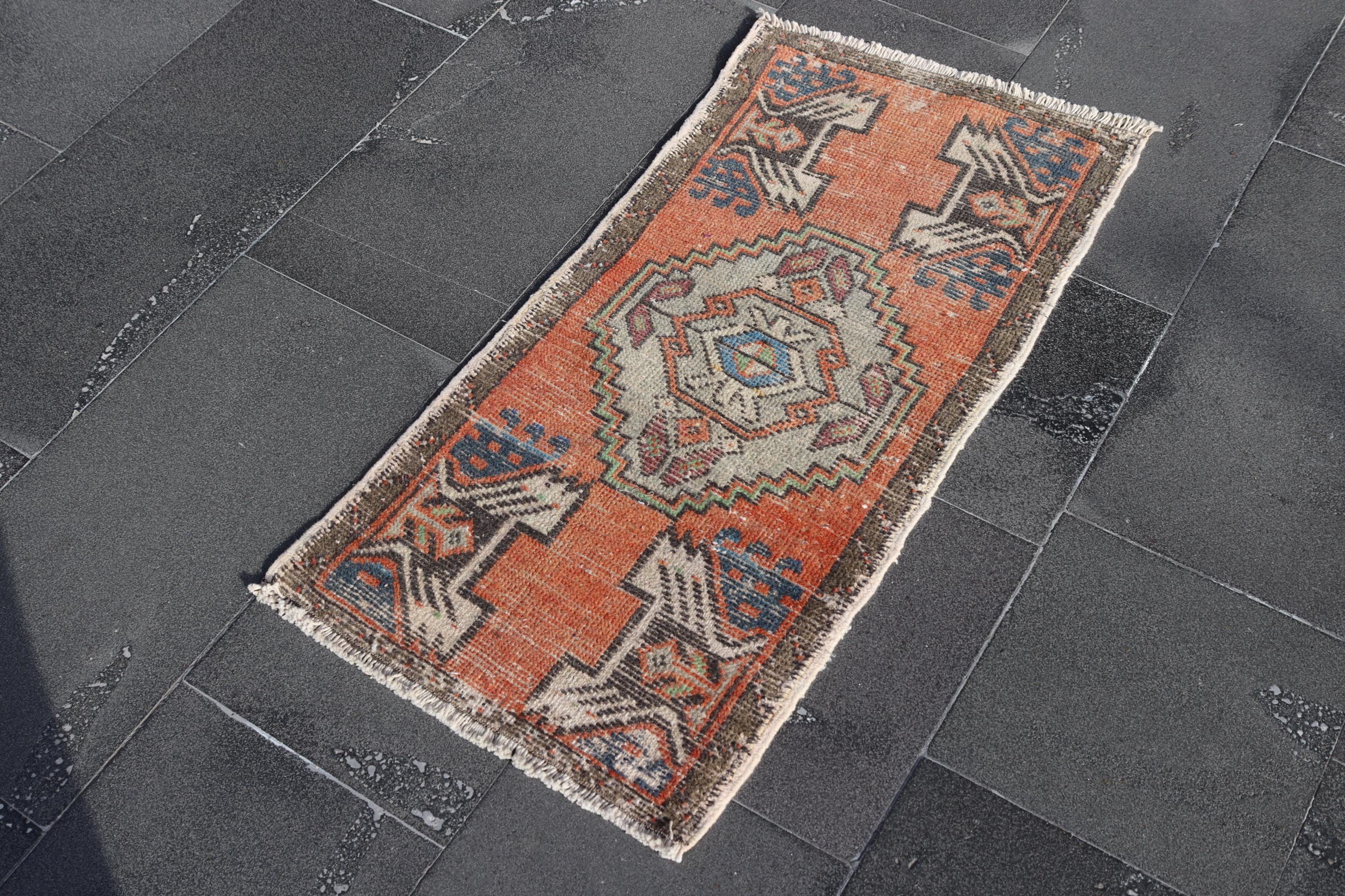 レッドアステカラグ、玄関マットラグ、ヴィンテージラグ、小エリアラグ