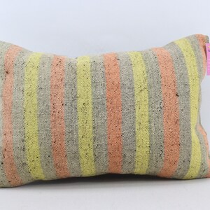 bench decor kilim pillow cover lumbar pillow organic wool pillow boho decor throw pillow turkish kilim pillow 16x24 pillow cover code 1226