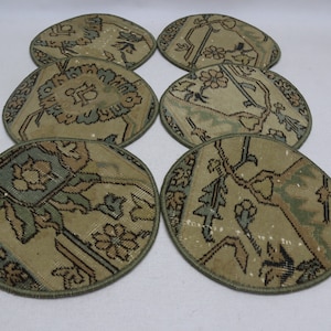 6 pieces handwoven wool table mat, carpet supla set, kitchen decor, charger for plate, round supla, serving mat, 9x9 rug placemat no 330