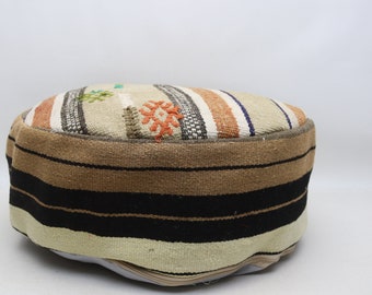 Kilim beanbag, Garden decor, Camping pouf, Turkish kilim pillow, Floor cushion, Pillow cover, Kilim pillow, 20x20 height 10 inch No 433