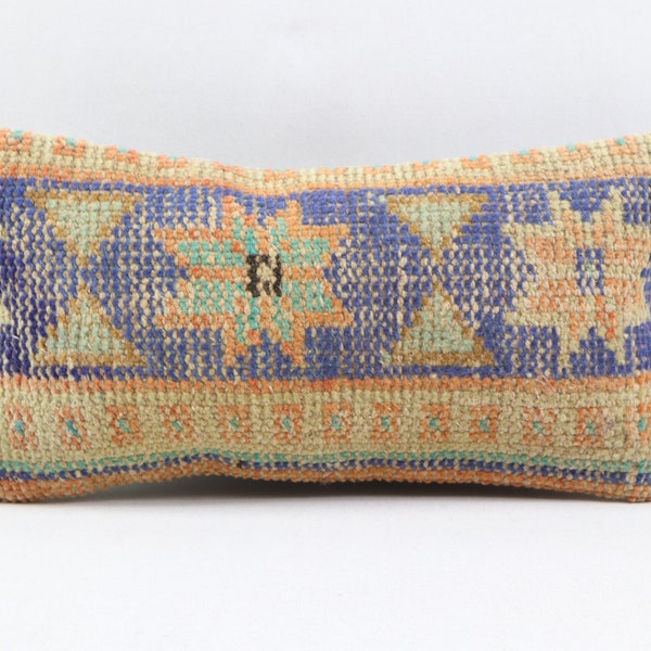 Decorative rug pillow cover, Carpet pillow, Turkish pillow, Rustic decor, Lumbar pillow, Ethnic pillow, 8x16 inches pillow cover no 731