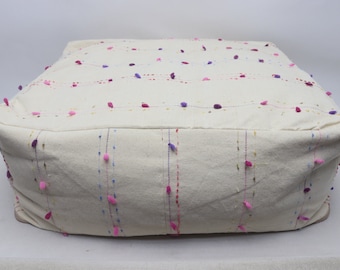 Handgemachter Kelim Pouf, Vintage Boden Pouf, Orientalischer Kelim Sitzsack, Quadratischer Boden Kissenbezug, Hanf Kelim Kissen, 60x24 cm Höhe 20cm