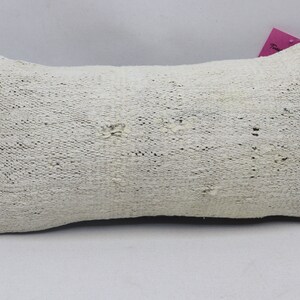 Copertura del cuscino di canapa Boho, cuscino lombare, cuscino di lana fatto a mano, cuscino arredamento Boho, cuscino decorativo, copertura del cuscino 8x16 pollici, No 1182