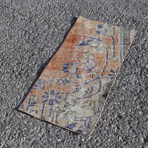 Vintage rug, Turkish rug, Oushak rug, Handmade rug, Bathmat rug, Small area rug, Doormat rug, Wool rug, 1.3 x 2.7 Ft. Farmhouse rug, TR5184