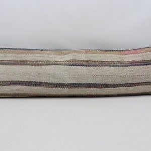 Throw pillow cover, Turkish lumbar pillow, Tribal pillow, Anatolian pillow, Organic wool pillow, Kelim kissen 12x42 pillow cover no 0125