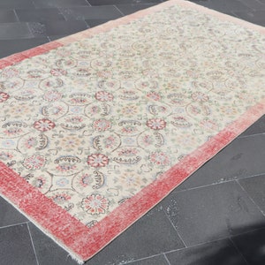Turkish rug, Vintage large rug, Handmade wool rug, Home decor, Floral rug, Bedroom decor rug, Kitchen decor, Carpet, 5.1 x 9.4 ft TRV0895