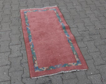 Alfombra turca, alfombra rosa, alfombra tribal, alfombra de área pequeña, alfombra vintage de 2,2 x 4,4 pies, alfombra nómada, alfombra de Anatolia, alfombra de decoración boho TR2581