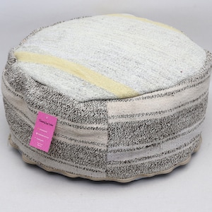 Turkish pillow pouf cover, Tribal pillow, Handwoven kilim pouffe, Round Moroccan style pouf, Garden decor, 20x20 height 10 inches No 511