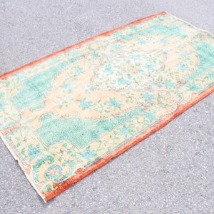 Turkish rug, Vintage area rug, Handmade red rug, Home decor rug, Floral rug, Bedroom rug, Kitchen decor, Carpet, 3.8 x 7.1 ft TRV1870