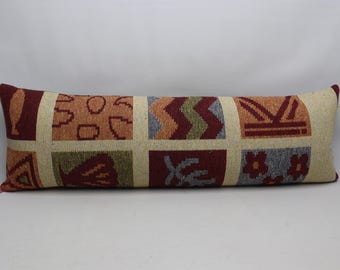 unique pillow bohemian pillow coastal pillow nomadic kilim pillow boho pillow  16x48 inch kilim pillow cover no 560