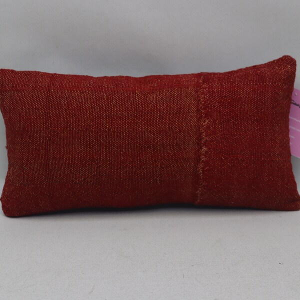 Decorative kilim pillow cover, Red pillow, Turkish pillow, Rustic decor, Lumbar pillow, Ethnic pillow, 8x16 inches pillow cover no 1437