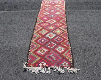 Turkish runner rug, Herki rug, Home Decor rug, Vintage rug, Bohemian rug, Oriental rug, Handmade rug,2.8 x 11 ft Decor rug TRV1956